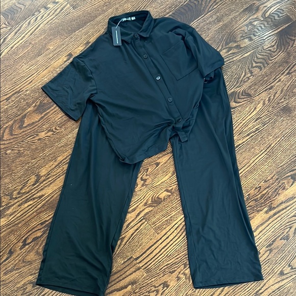 Tart Other - Tart Black Pajama Set with Relaxed Wide-Leg Pants